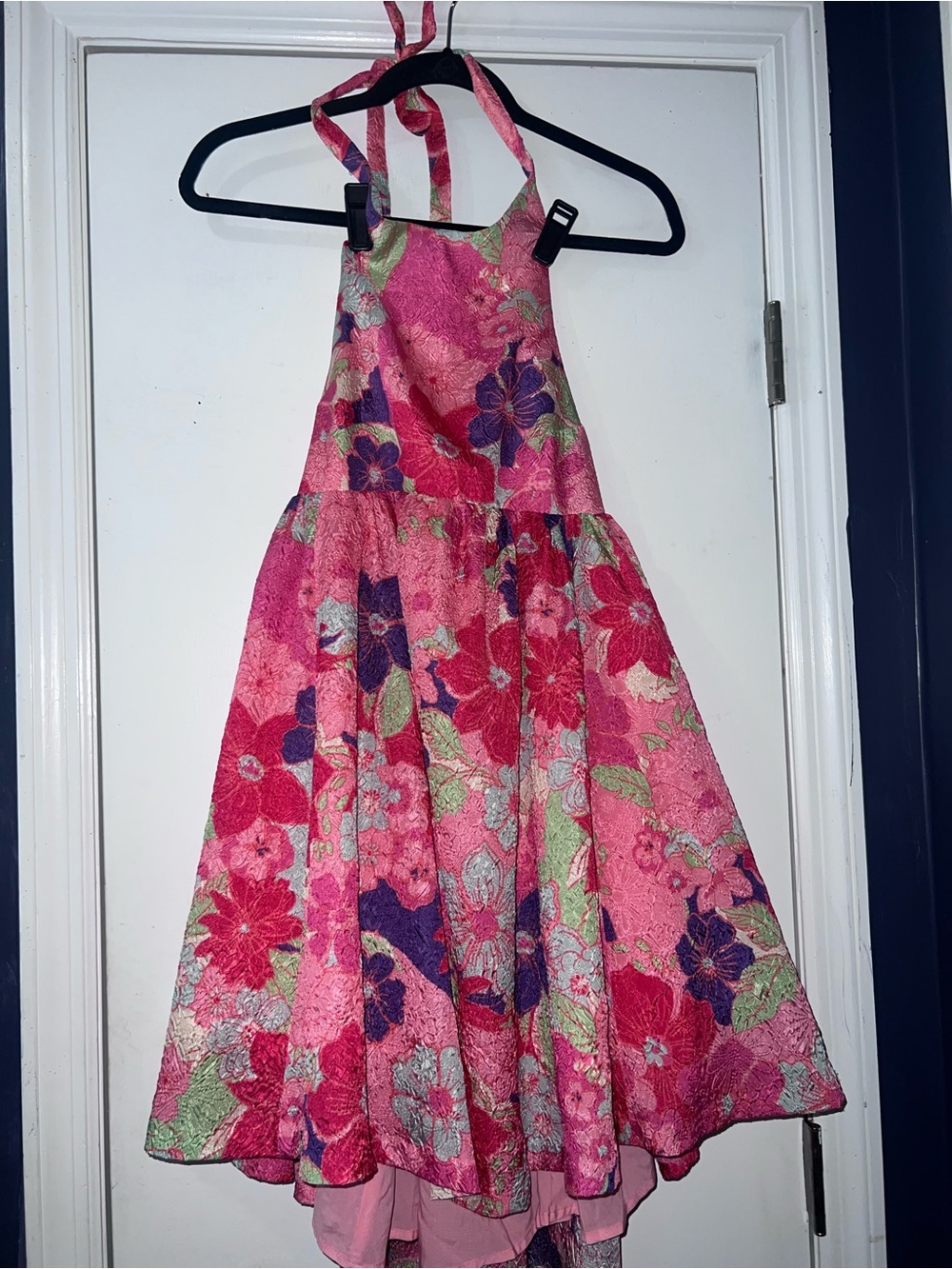 Free People Pink Floral Halter Sundress with Purple Accents
